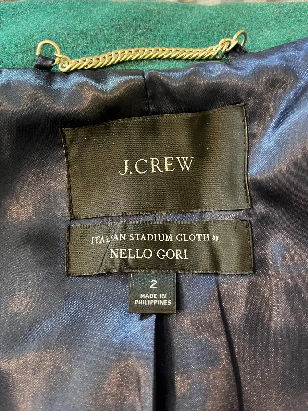 J. Crew Stadium Cloth Cocoon Coat Italian Wool in Green Size 2